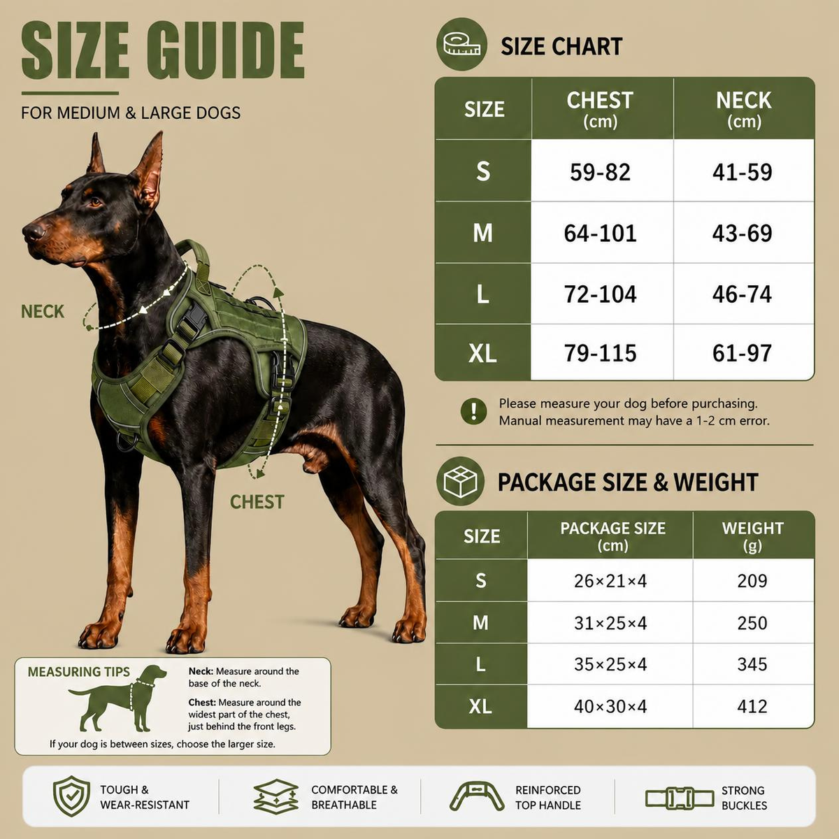 Tactical! Heavy Duty Dog Harness Adjustable Reflective No Pull Vest With Reinforced Handle.