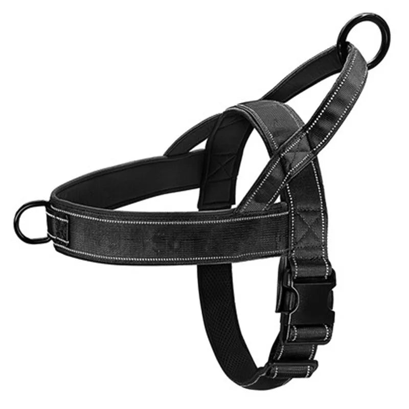 Nylon Adjustable Escape Proof Dog Harness Tactical Anti-Pull for Large Dog Outdoor Training Vest with Handle Reflective