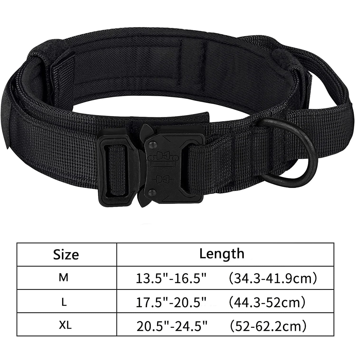 Tactical Dog Collar Adjustable Military Nylon Dog Collar with Control Handle Heavy Duty Metal Buckle for Medium Large Dogs