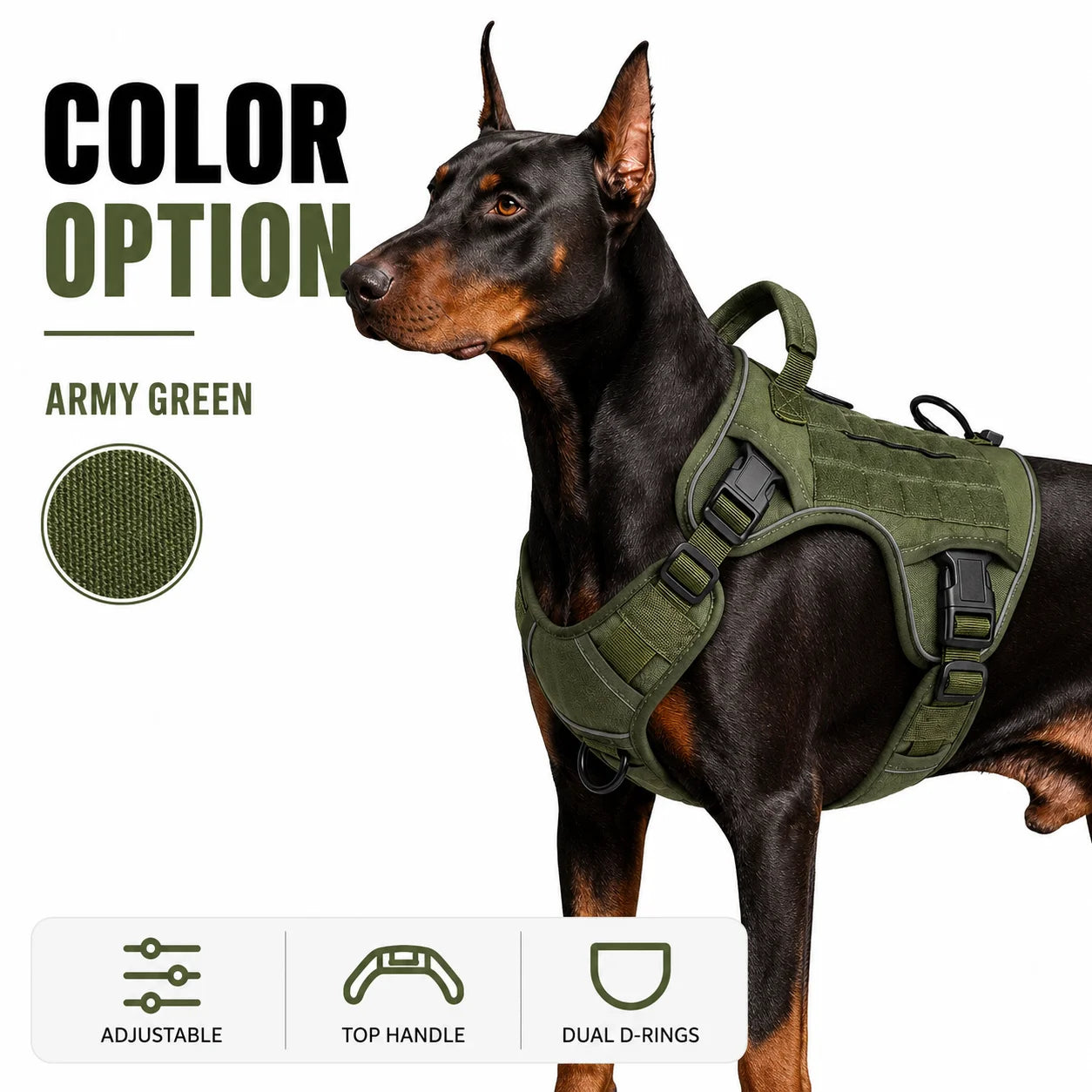 Heavy Duty Tactical Dog Harness Adjustable Reflective No Pull Vest With Reinforced Handle Outdoor Walking For Medium Large Dogs