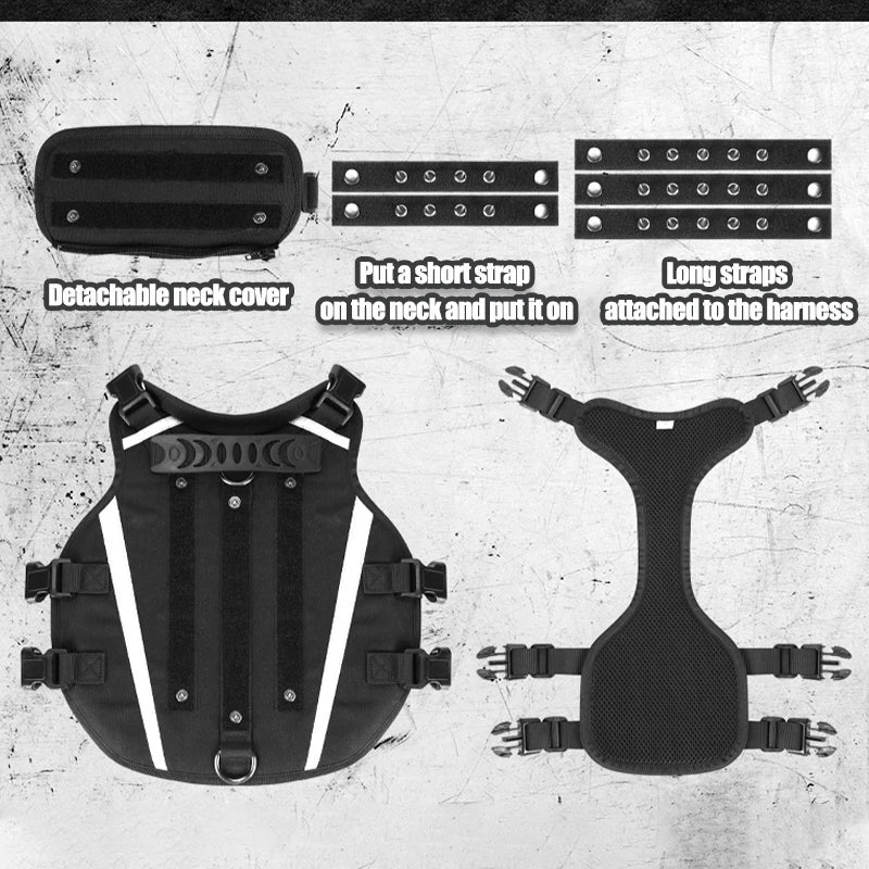 Anti-Escape Dog Harness for Small Medium Large Dogs Rivet Vest Tactical Harnesses with Leash Set Reflective Dog Outdoor Training