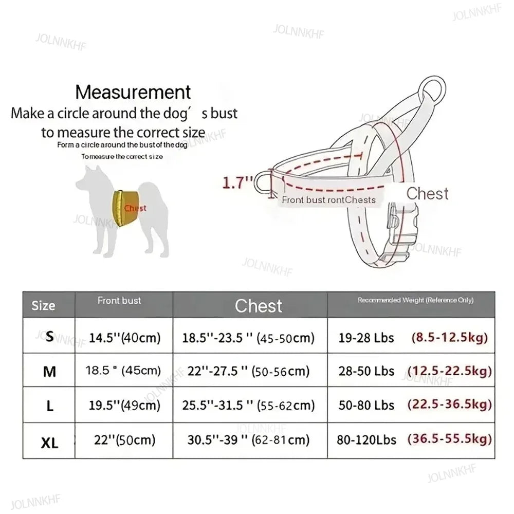 Nylon Adjustable Escape Proof Dog Harness Tactical Anti-Pull for Large Dog Outdoor Training Vest with Handle Reflective