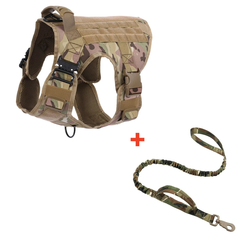 Military Tactical Dog Harness No Pull Large Reflective Straps Durable Vest with Control Handle