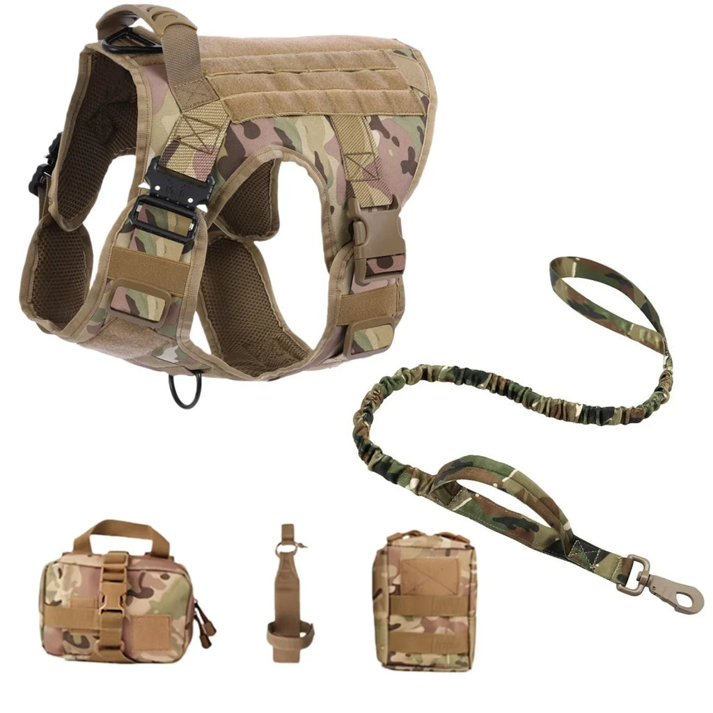 Military Tactical Dog Harness No Pull Large Reflective Straps Durable Vest with Control Handle