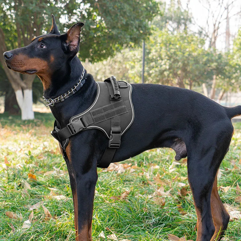 Heavy Duty Tactical Dog Harness for Large Dogs  No Pull Adjustable Pet Harness Reflective Service Training Easy Control Pet Vest