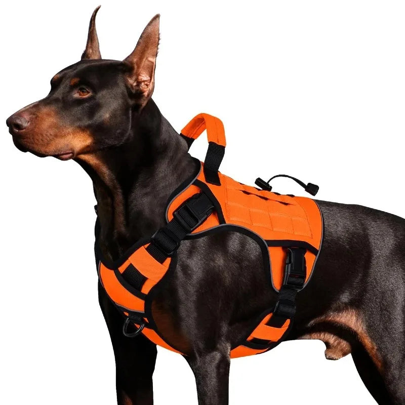 Heavy Duty Tactical Dog Harness Adjustable Reflective No Pull Vest With Reinforced Handle Outdoor Walking For Medium Large Dogs