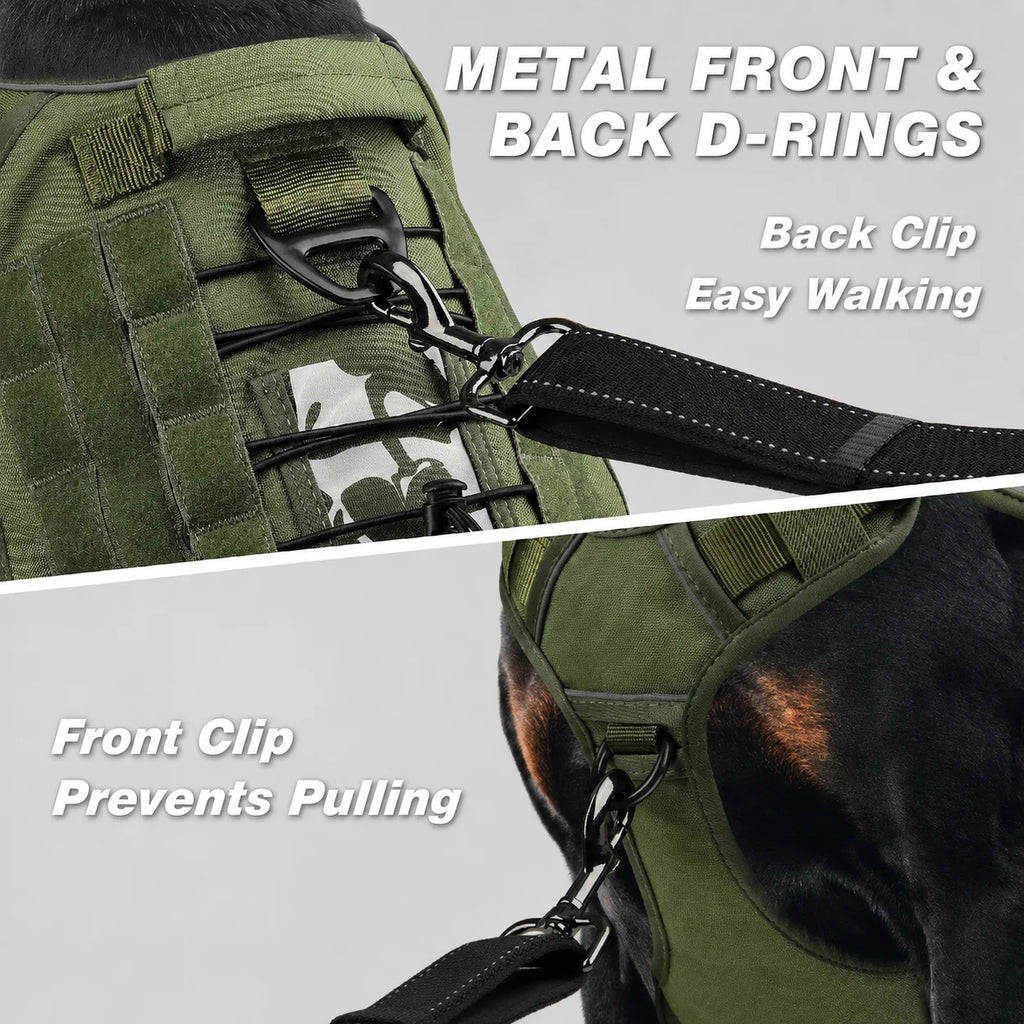 Heavy Duty Tactical Dog Harness Adjustable Reflective No Pull Vest With Reinforced Handle Outdoor Walking For Medium Large Dogs