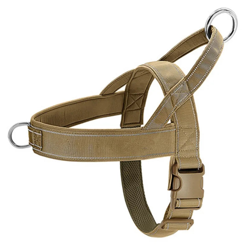 Nylon Adjustable Escape Proof Dog Harness Tactical Anti-Pull for Large Dog Outdoor Training Vest with Handle Reflective
