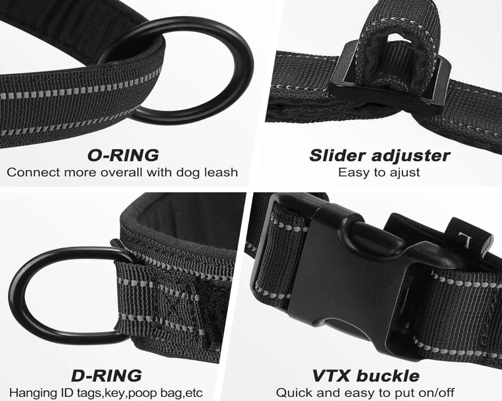 Tactical No-Pull Dog Harness for Dogs: Chew-Resistant Vest for Large Breeds, Adjustable & Padded for Control
