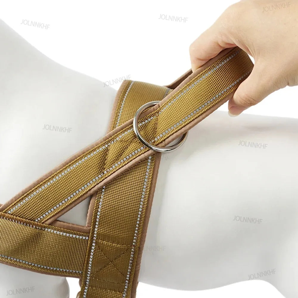Nylon Adjustable Escape Proof Dog Harness Tactical Anti-Pull for Large Dog Outdoor Training Vest with Handle Reflective